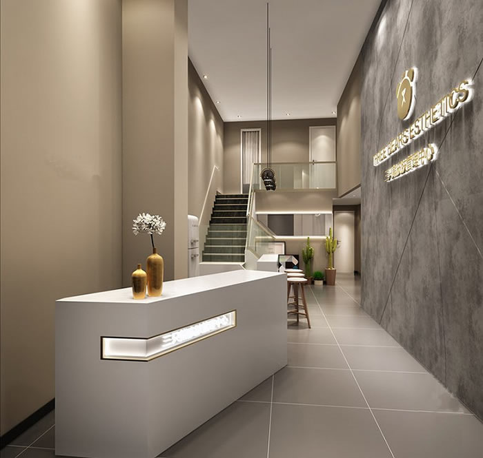 成都美容會所裝修設(shè)計(jì)前臺門面效果圖