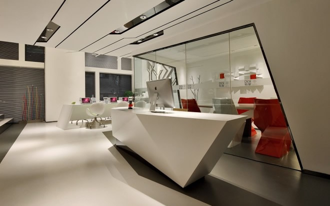 高端網絡科技辦公室-前臺裝修設計效果圖