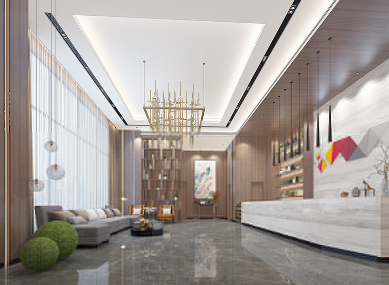 甲級寫字樓大廳前臺裝修效果圖