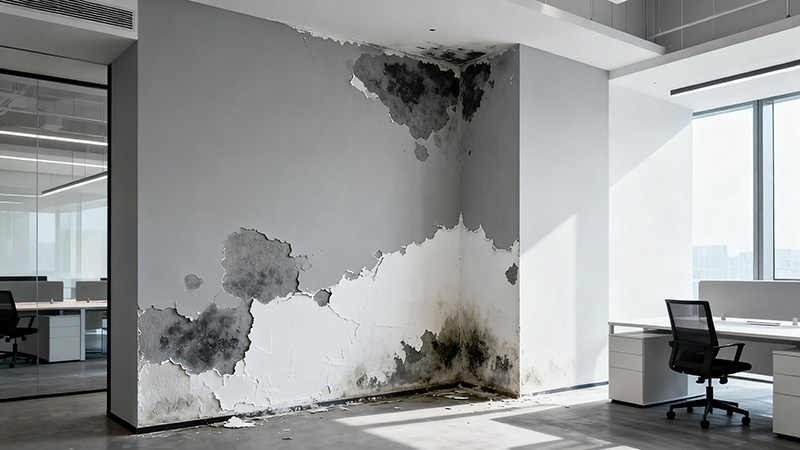 辦公室墻體裝修后發霉發潮掉墻皮