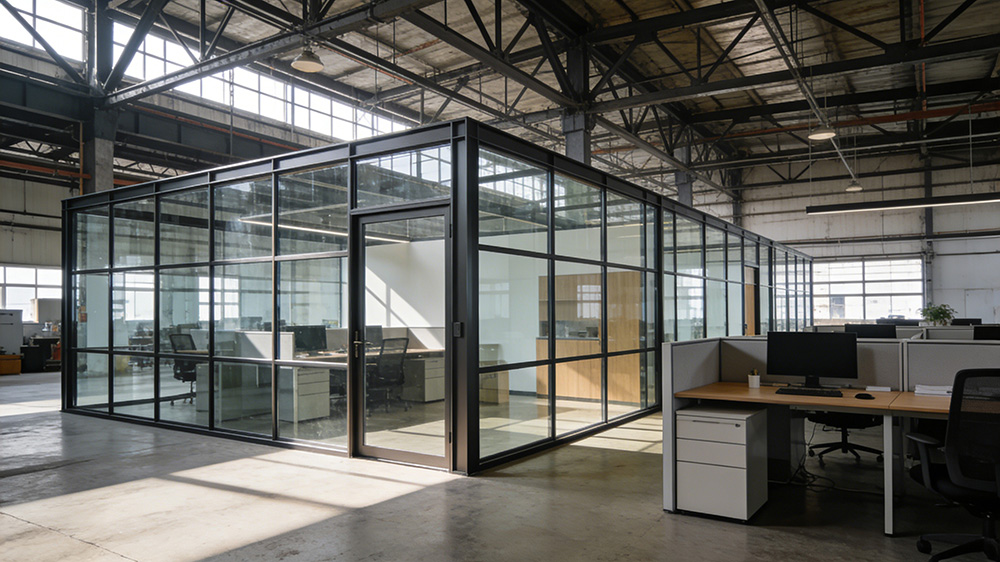 鋼結(jié)構(gòu)廠房內(nèi)辦公隔墻圖2